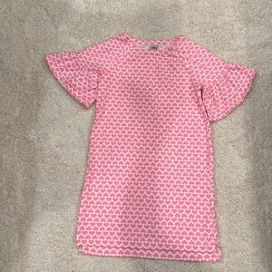 J.Crew Crewcuts Girl Heart Shift Dress Pink Size 8 Short Sleeve
